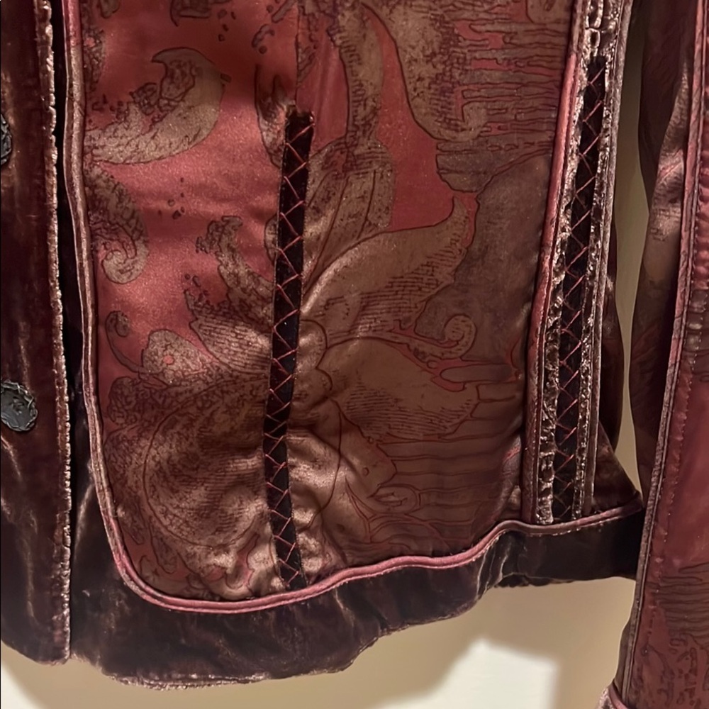 Reversible Elegant Brown Velvet and Burgundy Blazer size 10 EUC Elie Tahari RARE - Picture 13 of 16